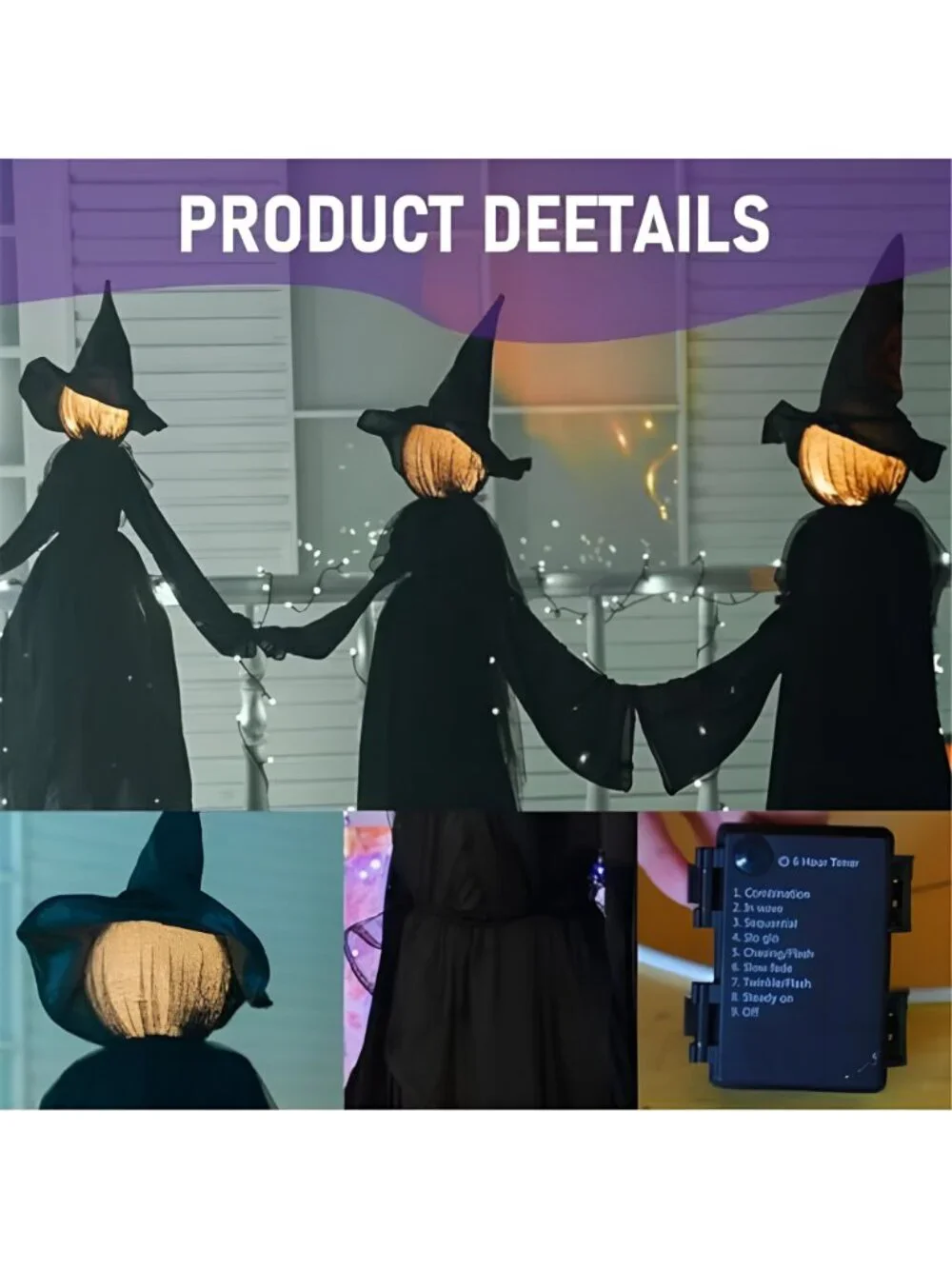 Halloween Witch Decorations Outdoor, 5 FT Set of 3 Light Up Witches Stakes